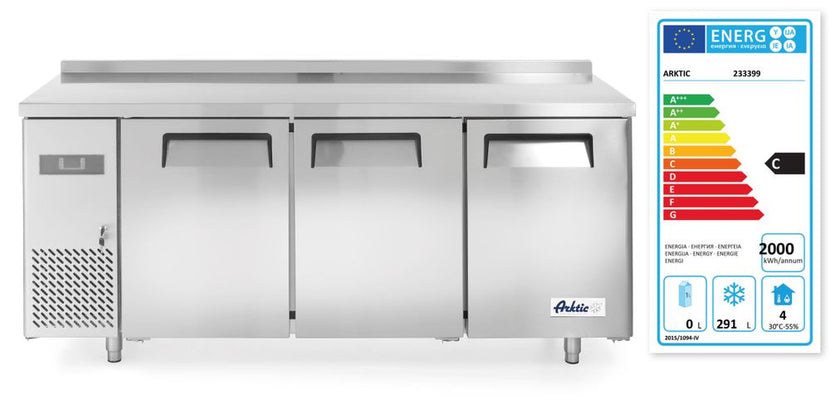 Hendi vrieswerkbank 3-deurs 390 liter Kitchen Line – koelwerkbank voor horecakeuken