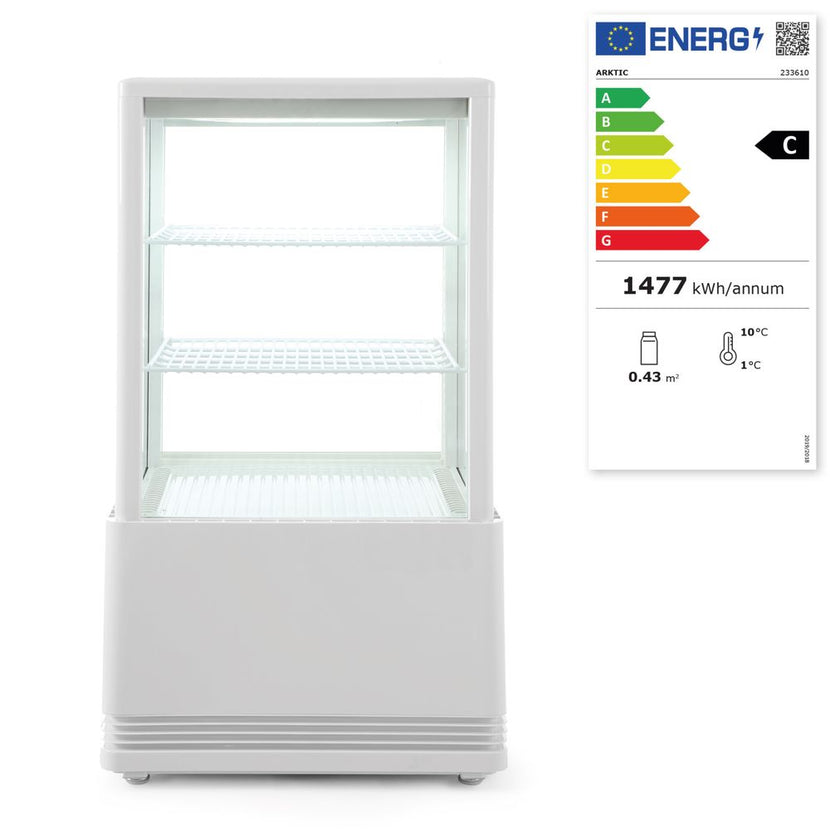 Hendi zwarte koelvitrine 58 l – anti-condens glas voor gebak, broodjes en desserts