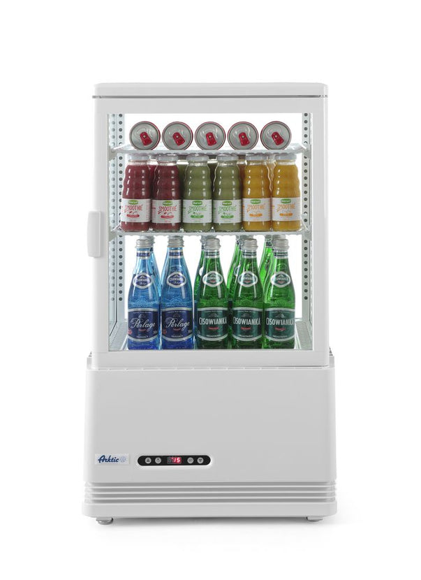Hendi gekoelde displaykast zwart 58 liter – anti-condens vitrine 816 mm hoog voor toonbank
