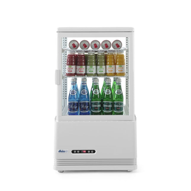 Hendi gekoelde displaykast zwart 58 liter – anti-condens vitrine 816 mm hoog voor toonbank