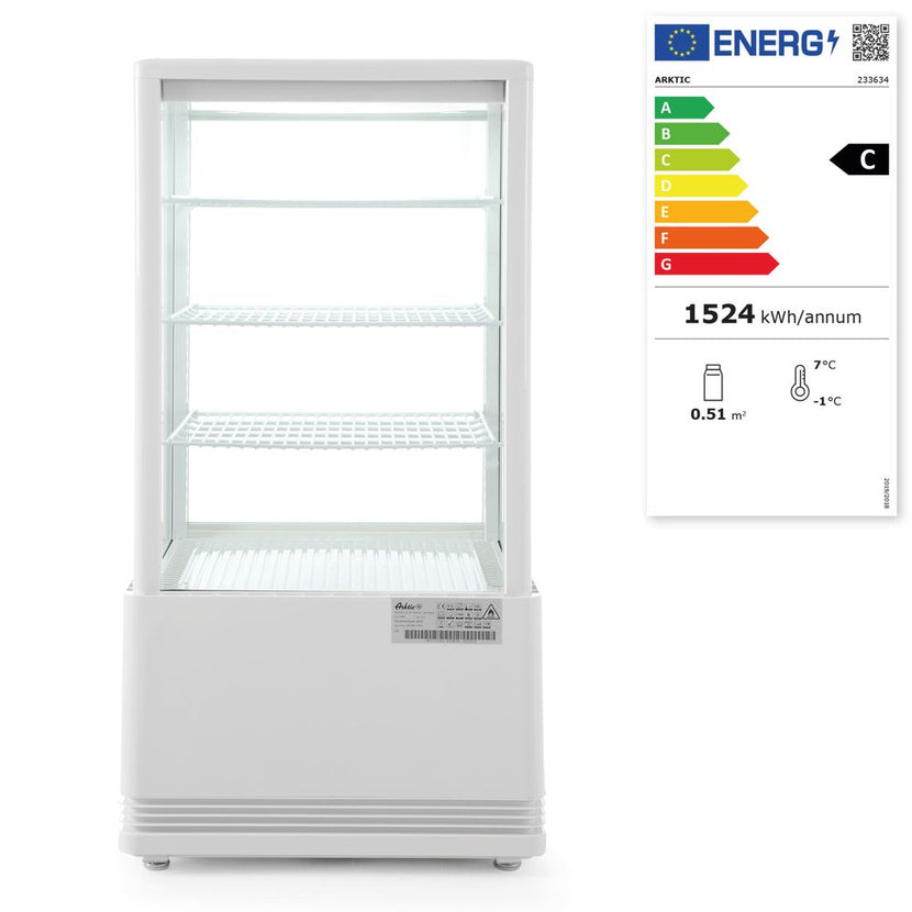 Hendi zwarte koelvitrine 68 l – compacte glasdeur koelkast voor dranken en snacks