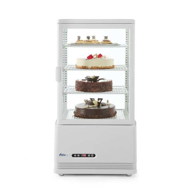 Hendi gekoelde displaykast wit 68 liter – anti-condens vitrine 891 mm hoog voor toonbank