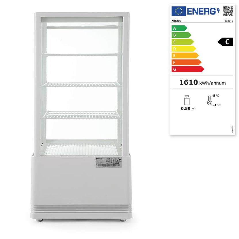 Hendi witte koelvitrine 78 l – anti-condens glas voor gebak, salades en koude dranken