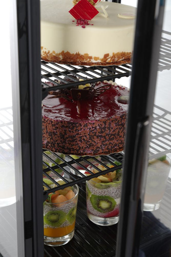 Hendi gekoelde vitrine zwart 966 mm – strakke productpresentatie zonder condens