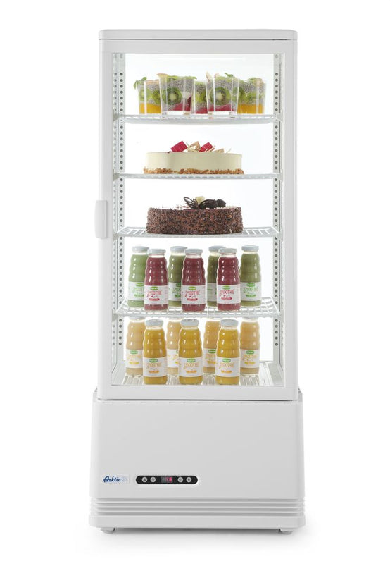 Hendi gekoelde displaykast wit 98 liter – anti-condens vitrine 1116 mm hoog voor toonbank