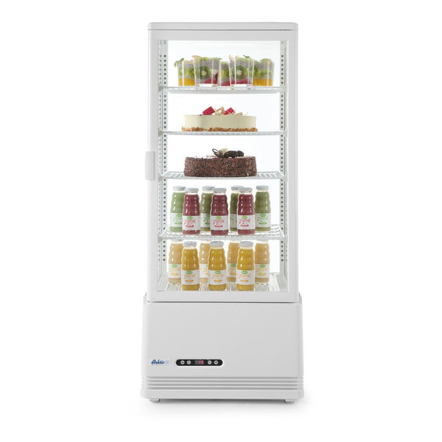 Hendi gekoelde displaykast wit 98 liter – anti-condens vitrine 1116 mm hoog voor toonbank