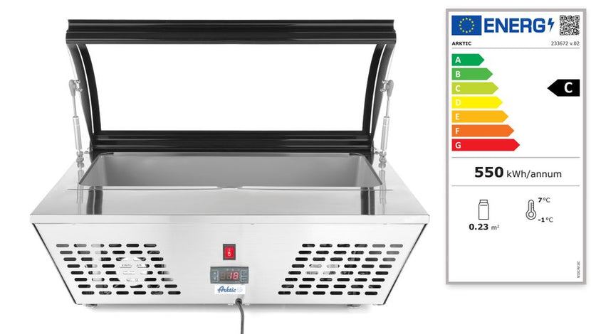 Hendi opzet saladevitrine 67 l – gekoelde toonbankdisplay voor salades en toppings