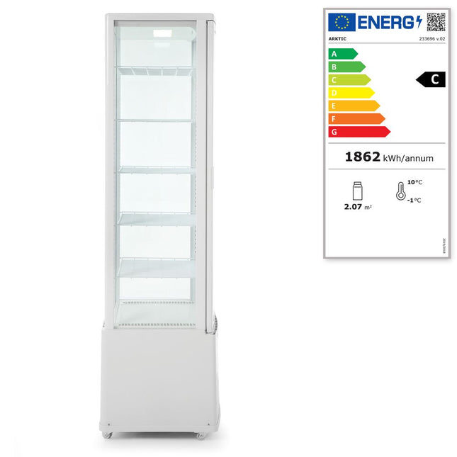 Hendi gekoelde displaykast zwart 280 l – anti-condens vitrine 1913 mm hoog voor winkel