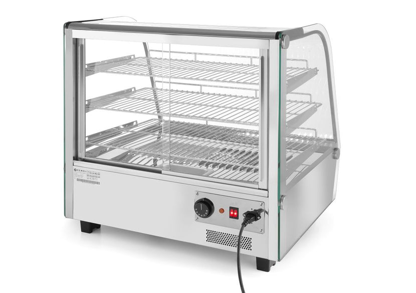 Hendi opzet warmhoudvitrine 3 laags – 230V 1100W warmhouddisplay voor snacks en gebak