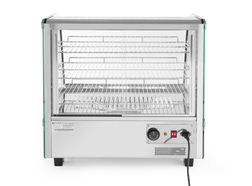 Hendi opzet warmhouddisplay 1100W – glazen vitrine voor warme producten op de toonbank
