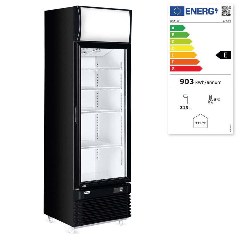 Hendi koelvitrine met enkele deur 360 liter – glasdeur koelkast voor dranken in de horeca