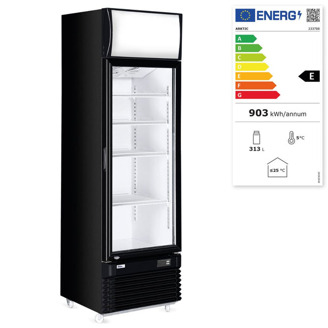 Hendi koelvitrine met enkele deur 360 liter – glasdeur koelkast voor dranken in de horeca