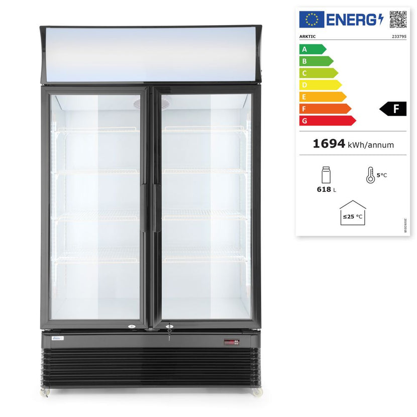 Hendi koelvitrine met dubbele deur 750 liter – grote glasdeur koelkast voor de horeca