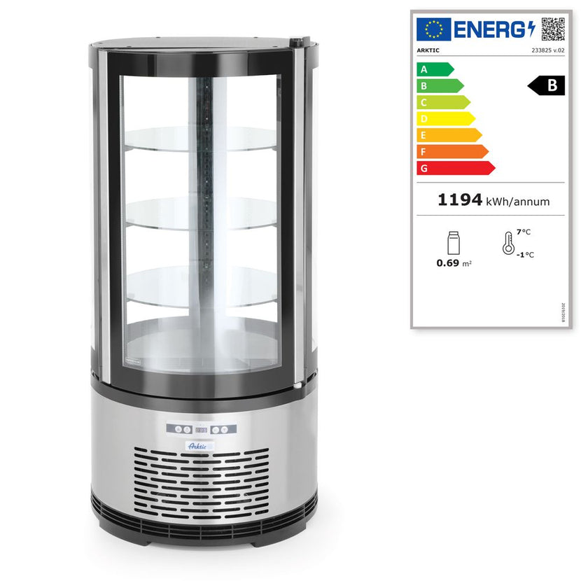 Hendi ronde koelvitrine 100 l – draaiende gebaksdisplay voor taart en dessert