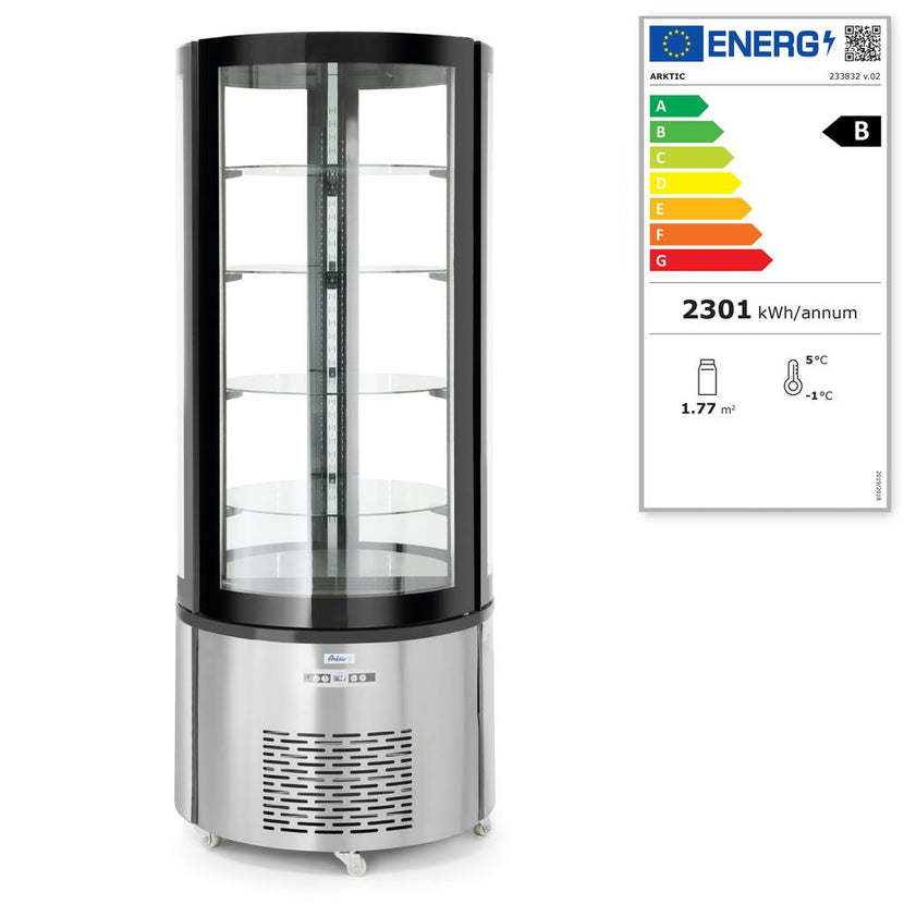 Hendi ronde koelvitrine 360 l – ruime gebaksdisplay voor taart, gebak en dessert
