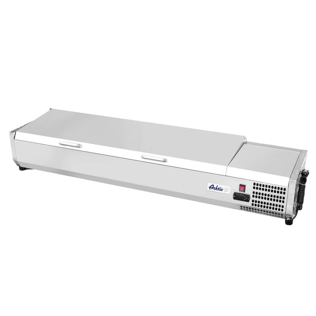 Hendi opzetkoelvitrine 8x GN 1/3 – 1800x395x435 mm gekoelde opzet voor saladette