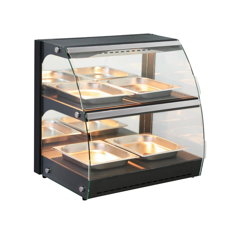 Hendi warmhoudvitrine Quartz tweelaags – verwarmde display voor snacks en broodjes