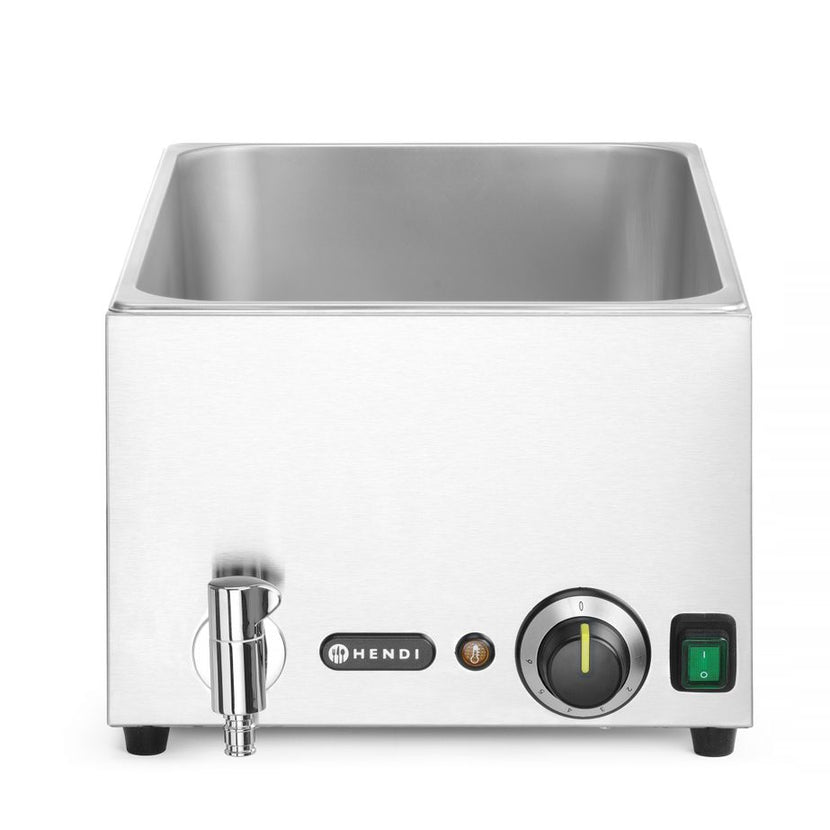 Hendi bain-marie 150 mm met wateraftapkraan – Kitchen Line 1200W voor warmhouden