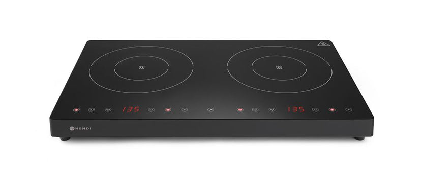 Hendi dubbele inductiekookplaat 2000W en 1500W Black Line voor horeca en catering