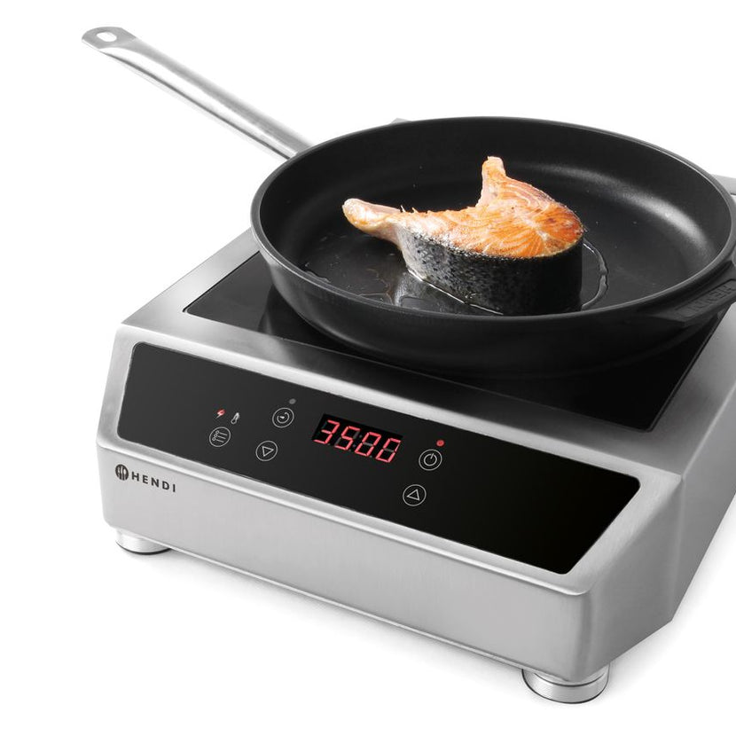 Glazen kookvlak van de Hendi inductiekookplaat 3500W in detail