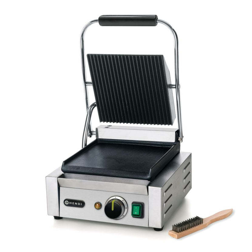 Contactgrill van Hendi met gladde onderplaat – ideaal voor tosti's en groente
