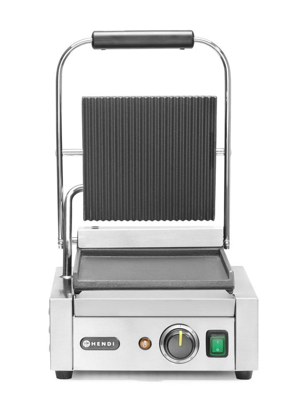 Hendi contactgrill enkel boven geribd onder glad 1800W – veelzijdige grill voor horeca