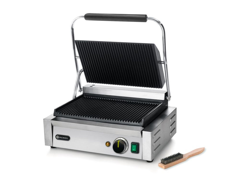 Hendi Panini contactgrill in zijaanzicht – knapperige panini's in café en bar