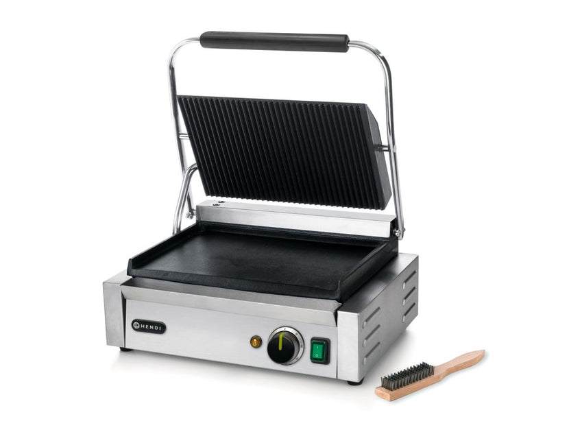 Paninigrill van Hendi met gladde onderplaat voor tosti's, eieren en groente