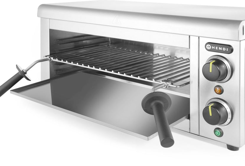 Hendi salamander IPX4 in zijaanzicht – spatwaterdicht grillen in de professionele keuken