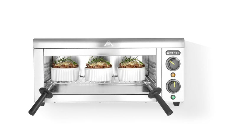 Salamandergrill van Hendi met wandbeugel – ruimtebesparend gratineren in restaurant