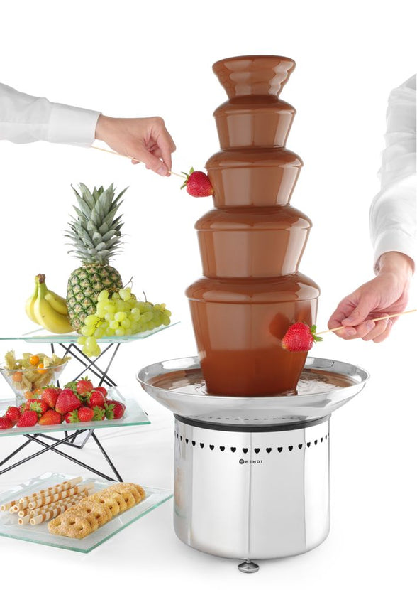 Roestvrijstalen chocoladefontein met vijf etages van Hendi voor bruiloft en catering