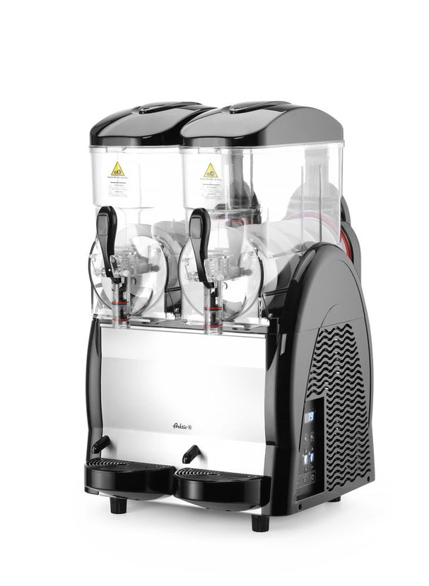 Slushpuppy machine van Hendi met twee transparante kuipen voor koude drankjes