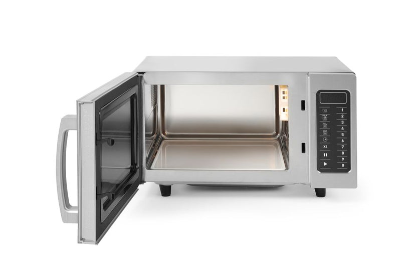 Geopende Hendi magnetron 25 l met zicht op de rvs binnenruimte