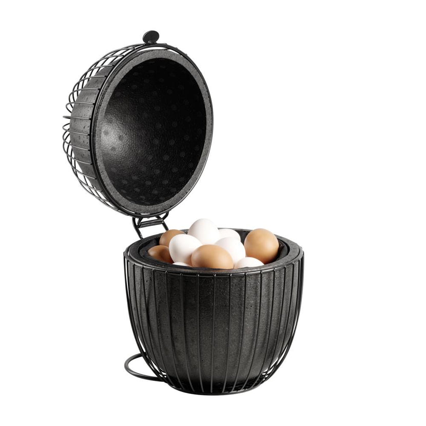 APS eiermandje 23 cm zwart detail - metalen mandje voor buffet en keuken