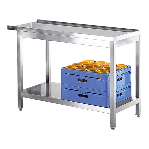 EMGA Aan- en afvoertafel 120 cm – lange RVS werktafel voor de spoelkeuken
