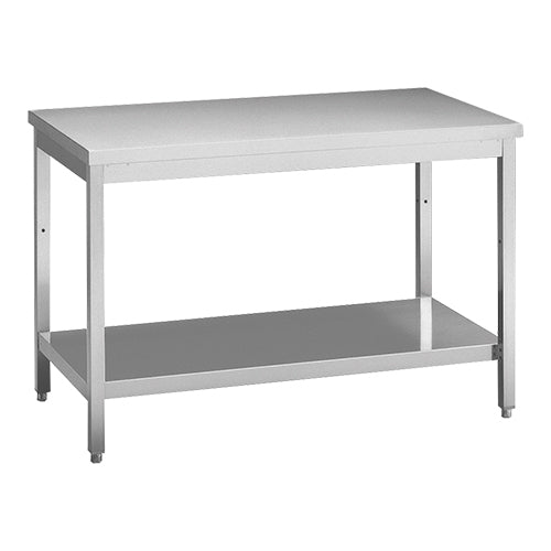 EMGA Werktafel 140 cm met onderplank – RVS werktafel zonder opstand voor keukens