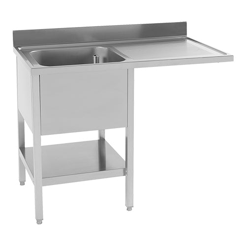 EMGA Spoeltafel 120 cm met bak links – RVS spoelunit voor de horecakeuken