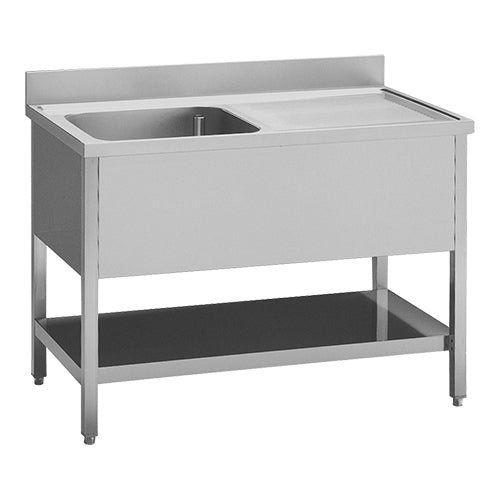 EMGA Spoeltafel 120 cm, spoelbak aan de linkerzijde – werkblad voor de spoelkeuken