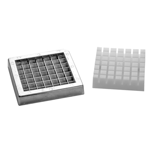 EMGA Mesrooster met drukstuk 12x12 mm – grove snijset voor aardappelpartjes