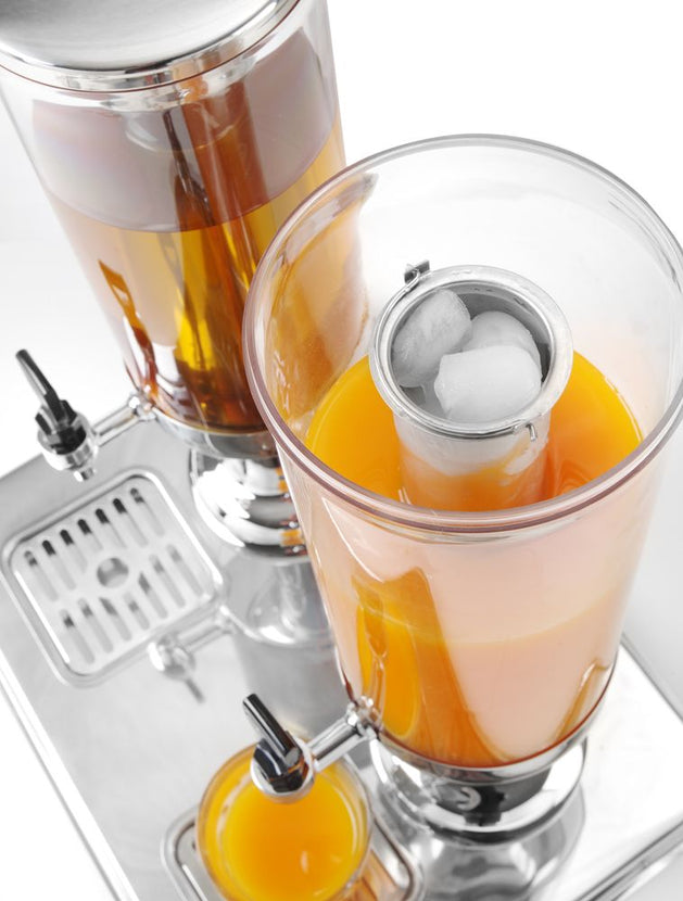 Tapkranen van de Hendi sapdispenser 2x 3 liter in close-up