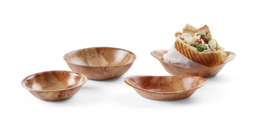 Gelakt houten serveerbakje 260 mm van Hendi in detail voor bistro en snackbar