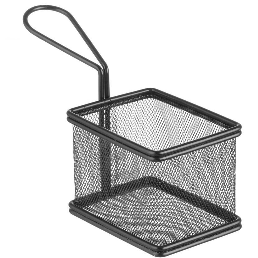 Zwart mini frituurmandje van Hendi in close-up – leuk serveren van friet en bitterballen