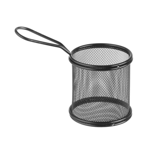 Hendi frituurmandje zwart 90x90 mm mini – klein serveermandje voor friet en tapas