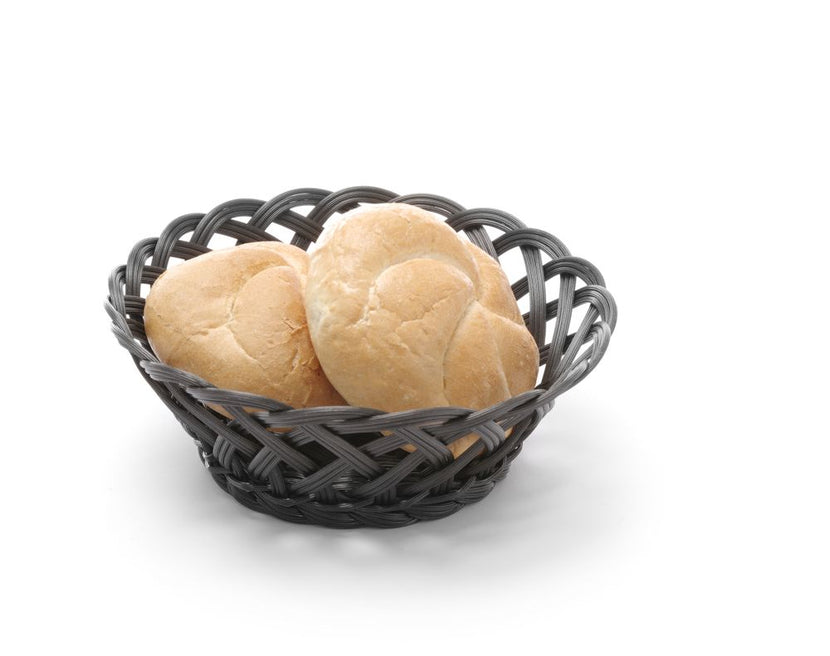 Hendi ronde broodmand 200 mm zwart PP – stapelbare mand voor brood en broodjes op tafel