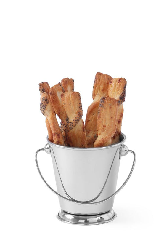 Hendi mini emmer op voet RVS 90 mm – roestvrijstalen serveeremmer voor snacks en friet