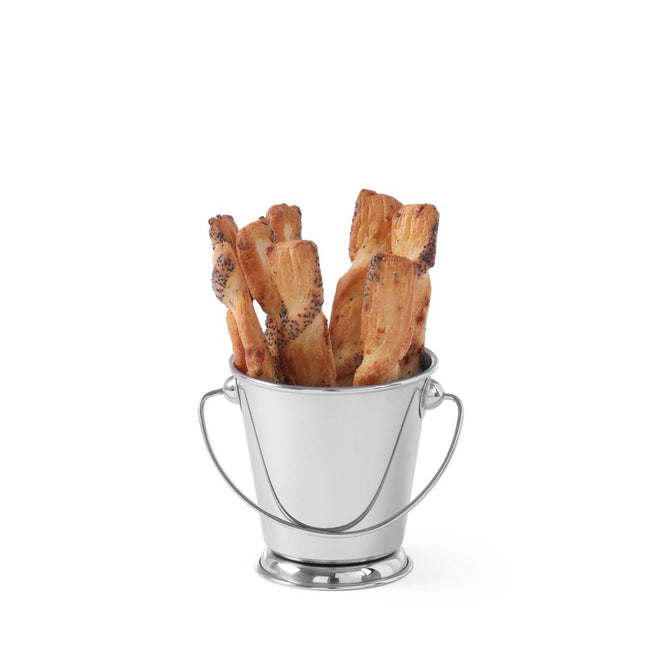 Hendi mini emmer op voet RVS 90 mm – roestvrijstalen serveeremmer voor snacks en friet