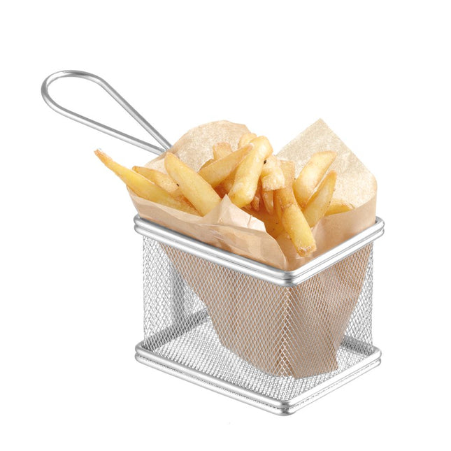 Hendi frituurmandje RVS 100x80x65 mm – mini serveermandje voor snacks in bar en restaurant