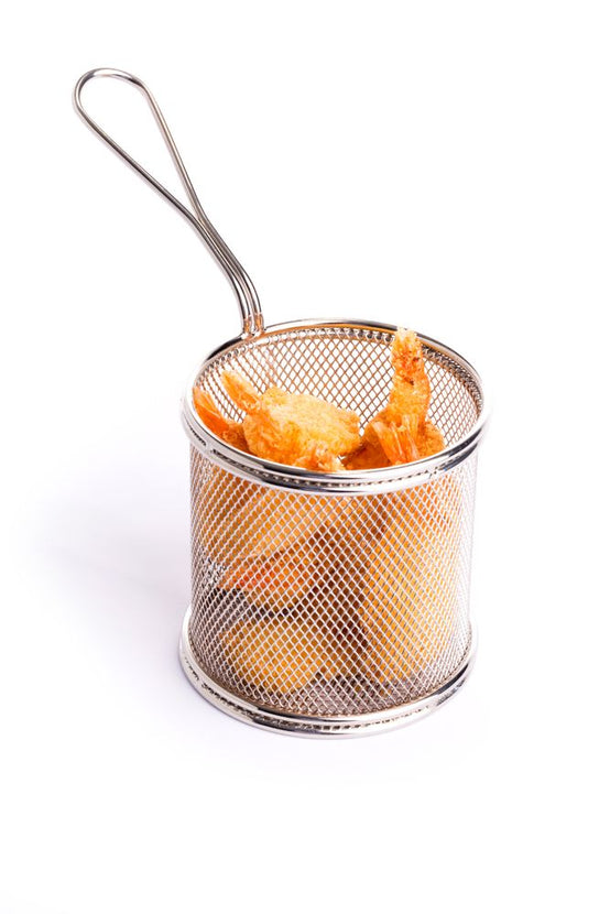 Hendi rond snackmandje roestvrij staal 90 mm – compact mandje voor tapas en borrelhapjes