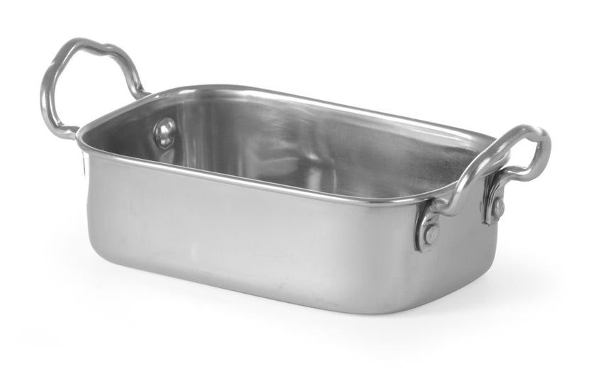 Hendi snackpan RVS 185x95x45 mm – roestvrijstalen serveerpannetje voor tapas en bijgerechten