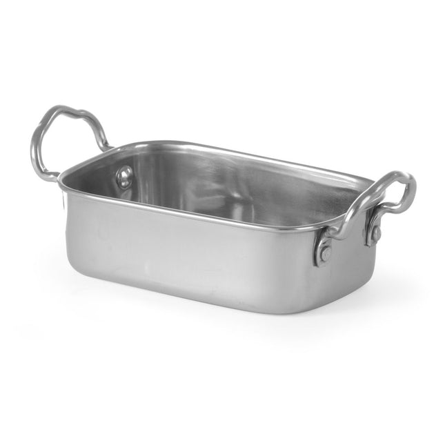 Hendi snackpan RVS 185x95x45 mm – roestvrijstalen serveerpannetje voor tapas en bijgerechten